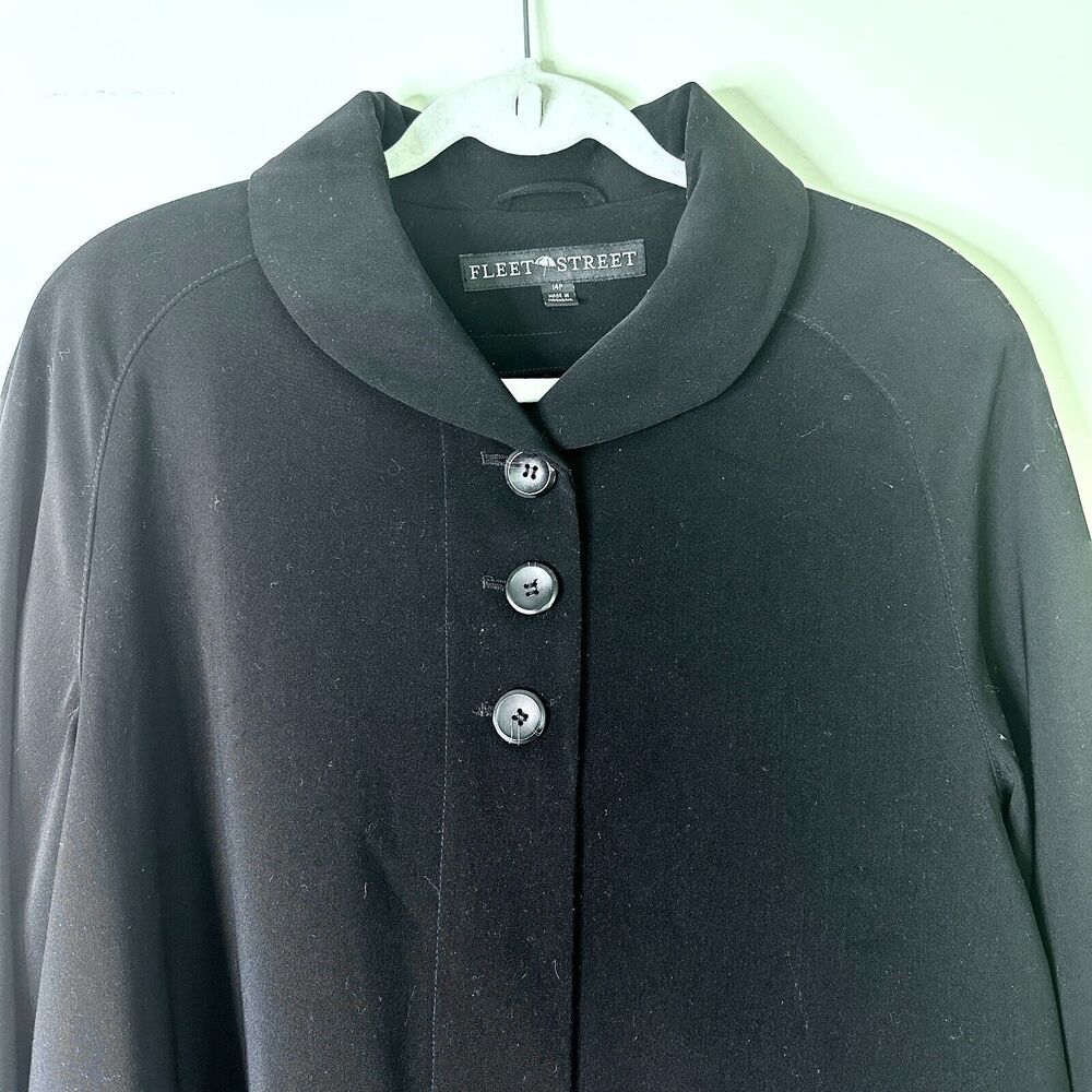 FLEET STREET Coat Women 14 P Black Trench Vintage Overcoat Removable Zip Lining - Picture 4 of 15